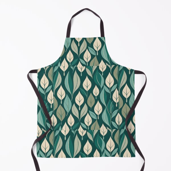 Item preview, Retro Mid Century Modern Botanical Leaves Emerald Green designed and sold by Prints and Lifestyle.
