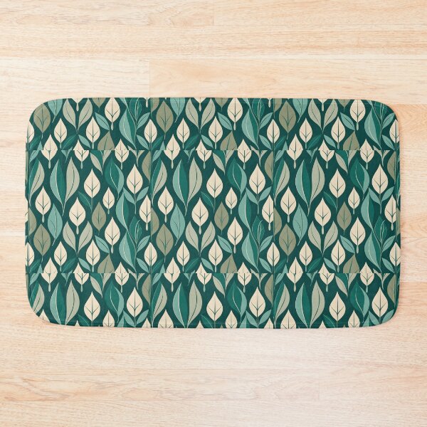 Item preview, Retro Mid Century Modern Botanical Leaves Emerald Green designed and sold by Prints and Lifestyle.