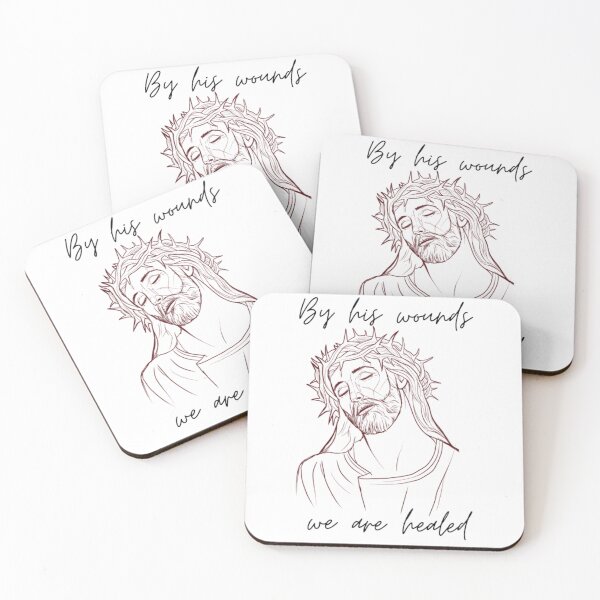 Item preview, By his wounds we are healed with Jesus's portrait bible verse Isaiah 53:5 designed and sold by Crazy-art-land.
