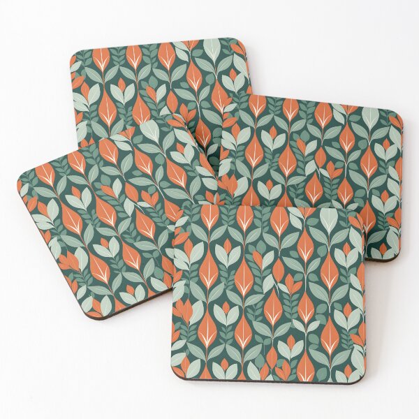Item preview, Retro Mid Century Modern Botanical Leaves Orange, Green designed and sold by Prints and Lifestyle.