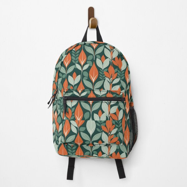 Item preview, Retro Mid Century Modern Botanical Leaves Orange, Green designed and sold by Prints and Lifestyle.