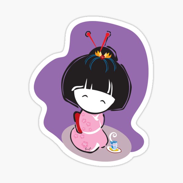Japanese Girl serving Tea Sticker