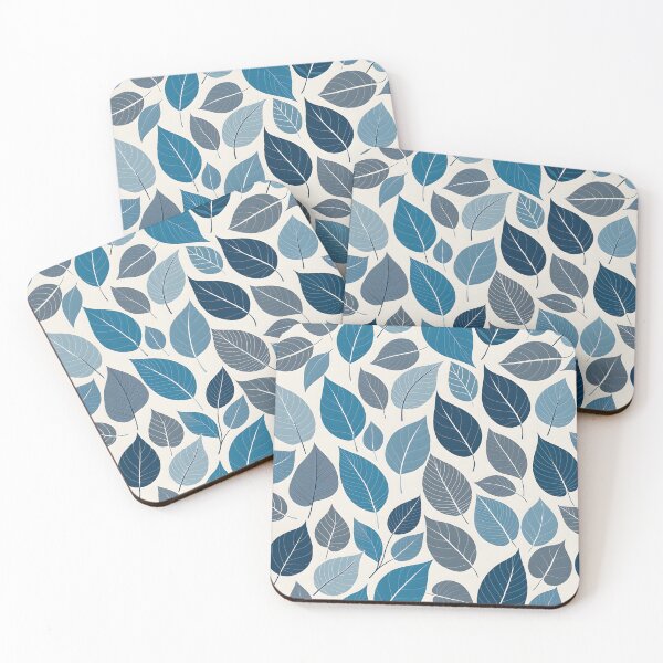 Item preview, Retro Mid Century Modern Botanical Leaves blue designed and sold by Prints and Lifestyle.