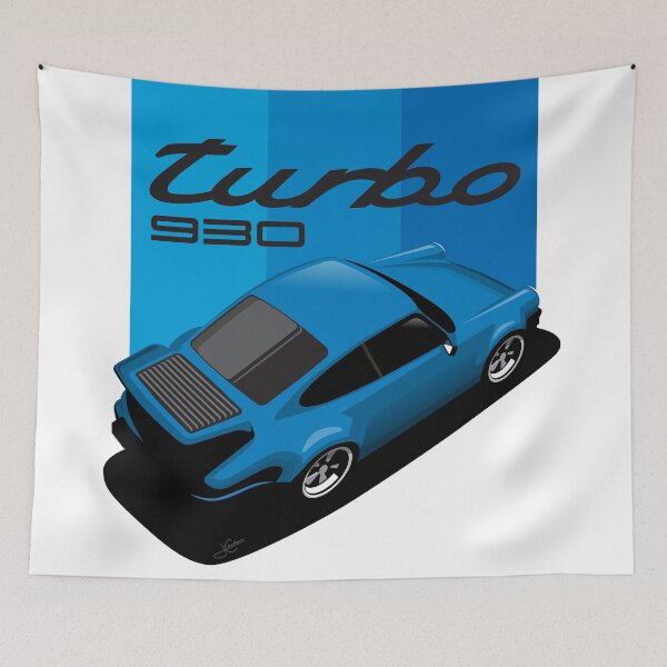 Item preview, Porsche 930 Illustration Blue turbo designed and sold by blackdogshop.