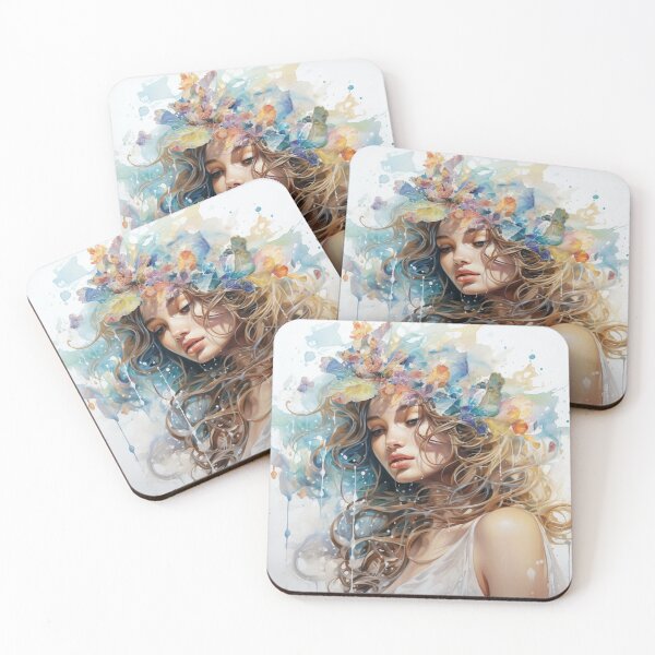 Item preview, Dreamy Flower Muse - Watercolor designed and sold by NikoBeadsUA.