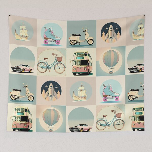Item preview, Vintage Vibe Pastel Color Retro Transportion Drawing designed and sold by thejoyker1986.