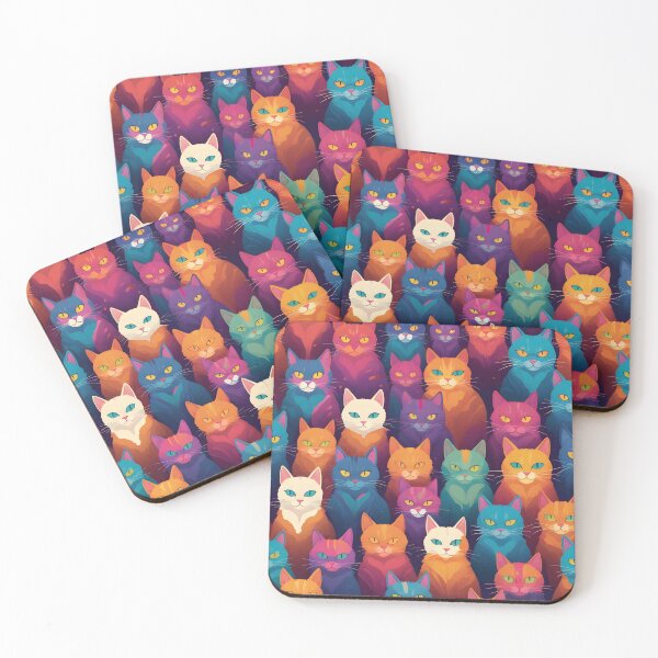 Item preview, Colorful clowder of cats designed and sold by perlphoto.