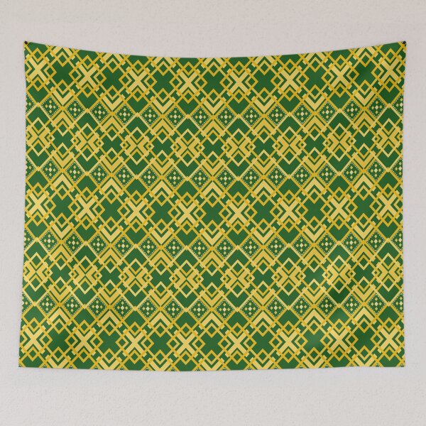 Item preview, Geometric shapes Ethnic Pattern Green background with yellow and green designed and sold by ploen kongsuwan.