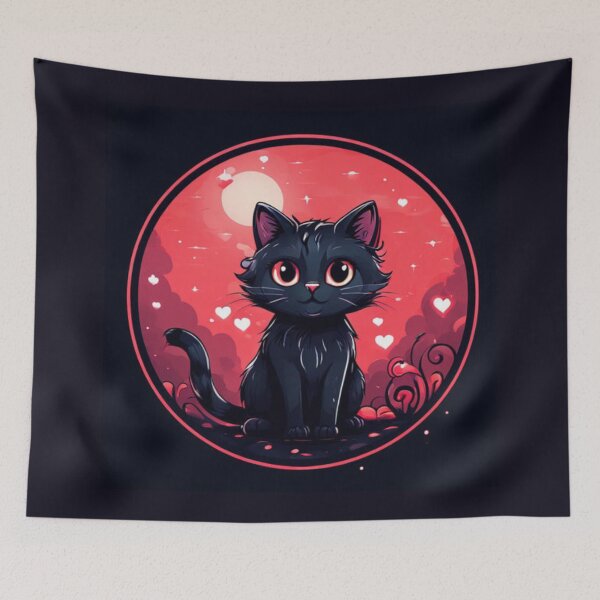 Item preview, Cat and hearts designed and sold by Planetporridge.