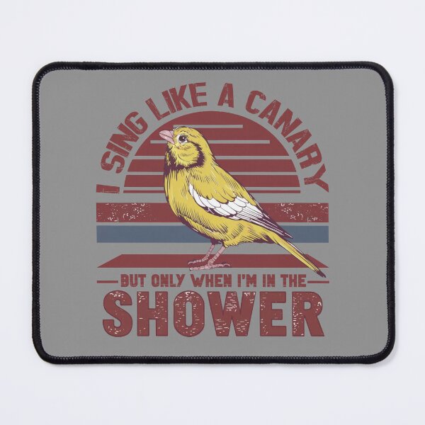 Item preview, I Sing Like a Canary (But Only in the Shower) - A Whimsical Illustration in Blue, Brown, Black & White designed and sold by SplashTastic.