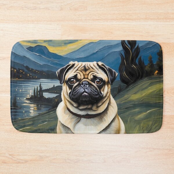 Item preview, Pug dog in the Starry  Night , Edvard Munch style designed and sold by YoshiArtDesign.