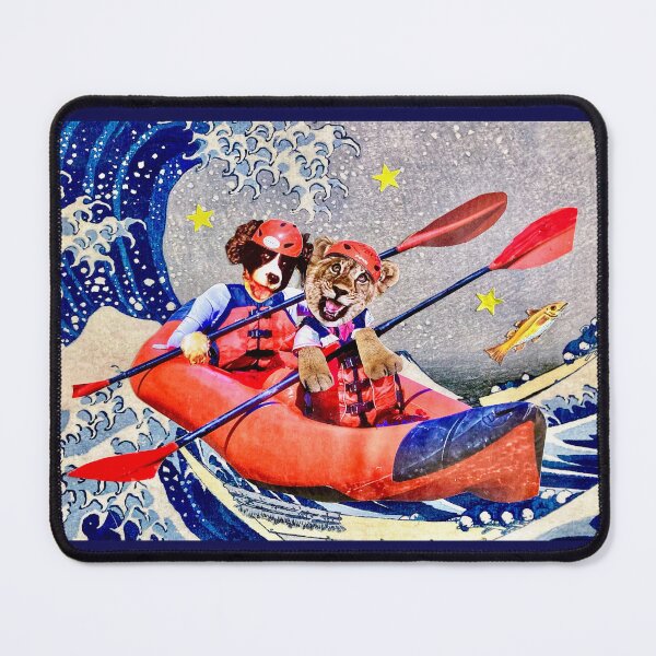 Item preview, Spaniel Dog and Lion Cub - 'Riding the Great Wave' designed and sold by Nikki Fortuin Arts & Crafts.