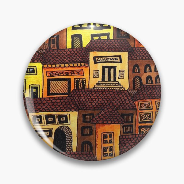 Artikelvorschau, Oldtown – handgezeichnetes Stadtbild in warmen Tönen entworfen und verkauft von Curraleigh Crafts.