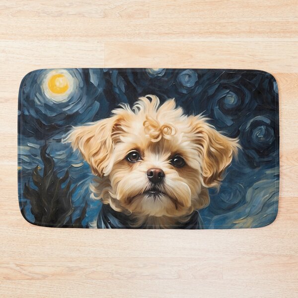 Item preview, Maltipoo dog in the Starry  Night , Edvard Munch style designed and sold by YoshiArtDesign.