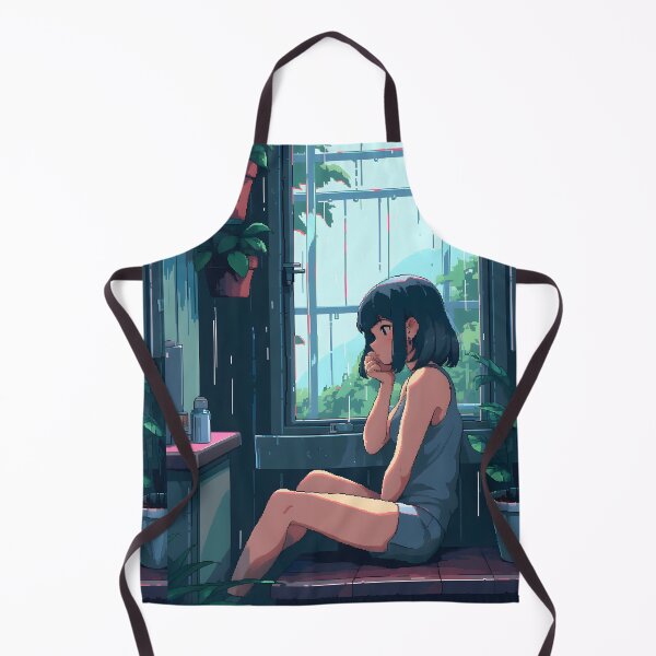 Item preview, Melancholic Anime girl listening to the rain- Pixel art designed and sold by octoboobs.