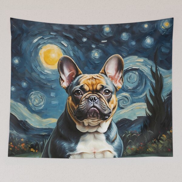 Item preview,  French Bulldog in the Starry  Night , Edvard Munch style designed and sold by YoshiArtDesign.