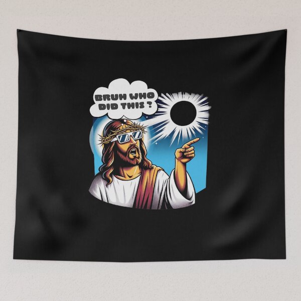 Item preview, HIPSTER ECLIPSE 2024 HUMOR QUOTE BRUH, WHO DID THIS? designed and sold by BlueGoldArt.
