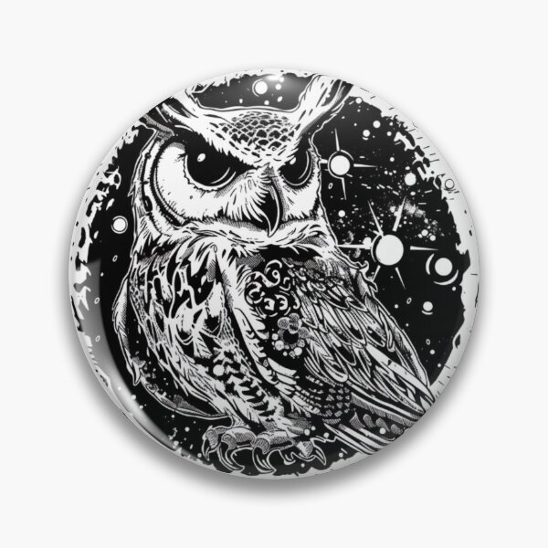 Item preview, Black And White Owl With Full Moon designed and sold by GrinGalore.
