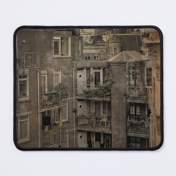 Item preview, Retro Cityscape: Classic Apartment Back Balconies in Vintage Style designed and sold by InbalTurShalom.