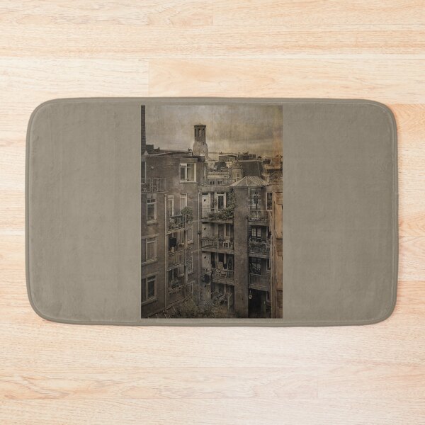Item preview, Retro Cityscape: Classic Apartment Back Balconies in Vintage Style designed and sold by InbalTurShalom.