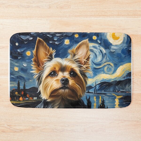 Item preview, Yorkie dog in the Starry  Night , Edvard Munch style designed and sold by YoshiArtDesign.