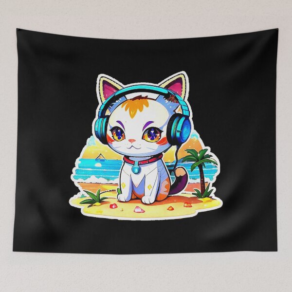 Item preview, Kawaii Cat Summer And Music. designed and sold by Giulivo Store Graphic.