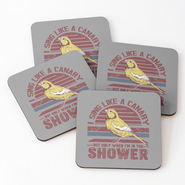 Item preview, I Sing Like a Canary (But Only in the Shower) - A Whimsical Illustration in Blue, Brown, Black & White designed and sold by SplashTastic.