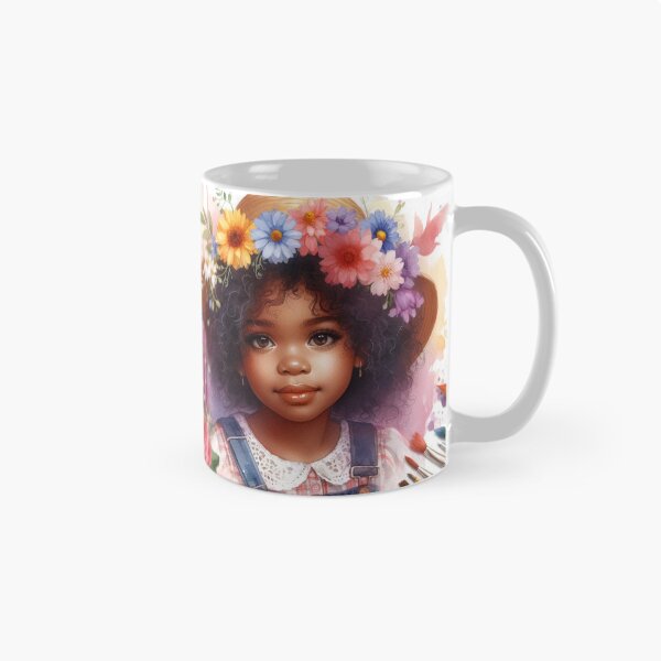 Item preview, Floral Girl Portrait in Watercolor, floral art,Black Girl Art, cute.  designed and sold by FreeWorldDesign.