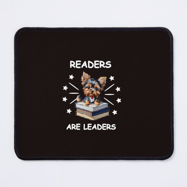 Item preview, Readers Are Leaders Graphic T-Shirt with Yorkie and Books - Lettering is in white so this only works on a black  or dark background designed and sold by WhiteGothic.