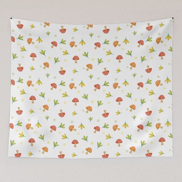 Item preview, Flowers and mushroom natural seamless white designed and sold by BeebooDesign.