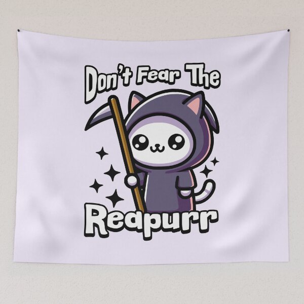 Item preview, Don't Fear The Reapurr! Cute Cat Grim Reaper Pun designed and sold by PMCreative.