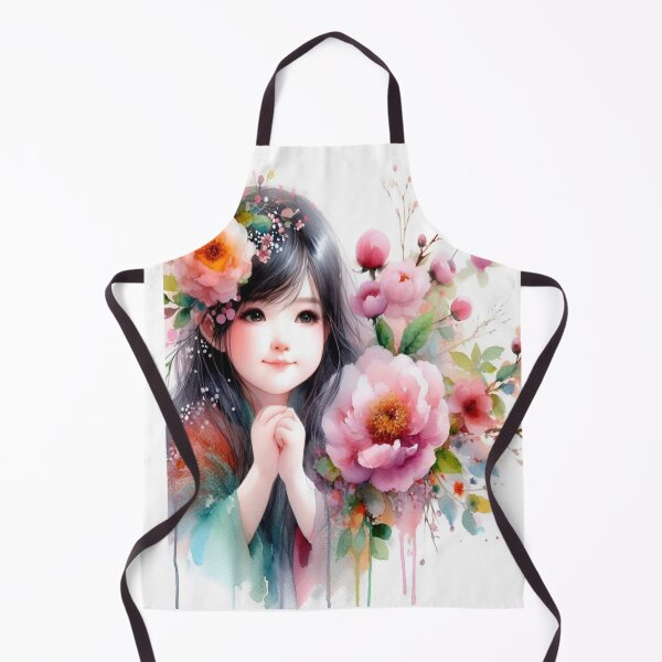 Item preview, Floral Girl Portrait Watercolor,oriental girl,floral art, cute. designed and sold by FreeWorldDesign.