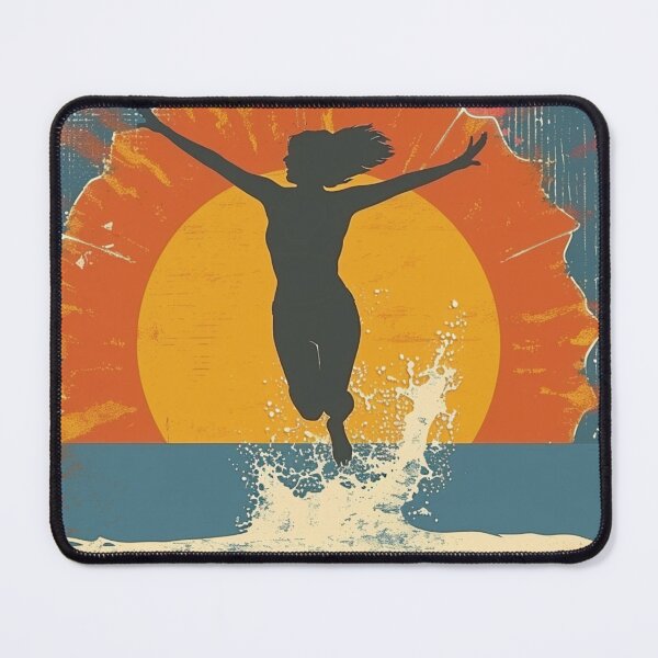 Item preview, Woman in the water splashing – retro sunset 9 designed and sold by Wildflow Creations.