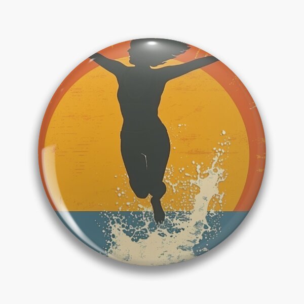 Item preview, Woman in the water splashing – retro sunset 9 designed and sold by Wildflow Creations.
