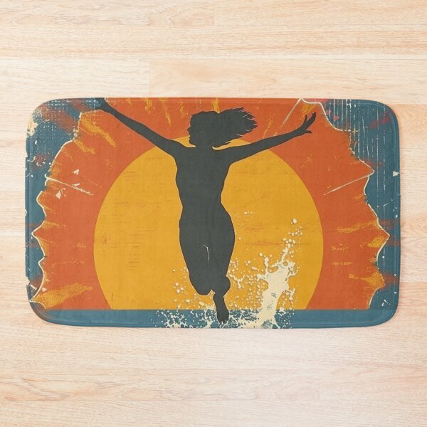Item preview, Woman in the water splashing – retro sunset 9 designed and sold by Wildflow Creations.