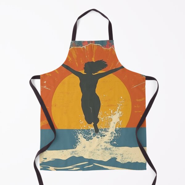Item preview, Woman in the water splashing – retro sunset 9 designed and sold by Wildflow Creations.