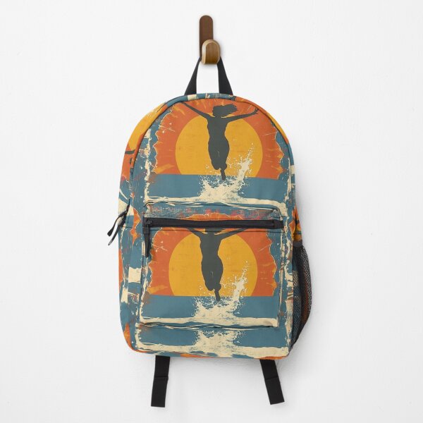 Item preview, Woman in the water splashing – retro sunset 9 designed and sold by Wildflow Creations.