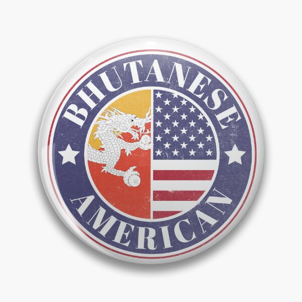Item preview, Proud Bhutanese-American Badge - Bhutan Flag designed and sold by chrisrivait.