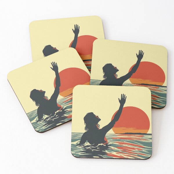 Item preview, Woman in the water – retro sunset 10 designed and sold by Wildflow Creations.