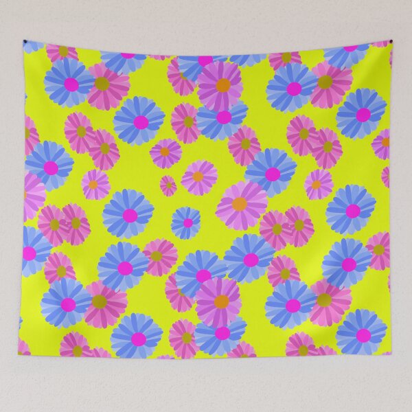 Item preview, Pink Blue Purple Flowers - Hand drawn designed and sold by Victoria Rose.