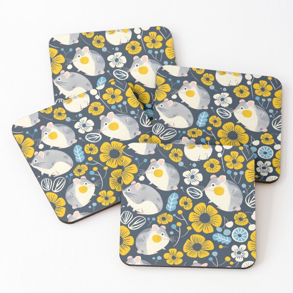 Item preview, Cute hamsters and flowers contemporary pattern designed and sold by Folksy Living.
