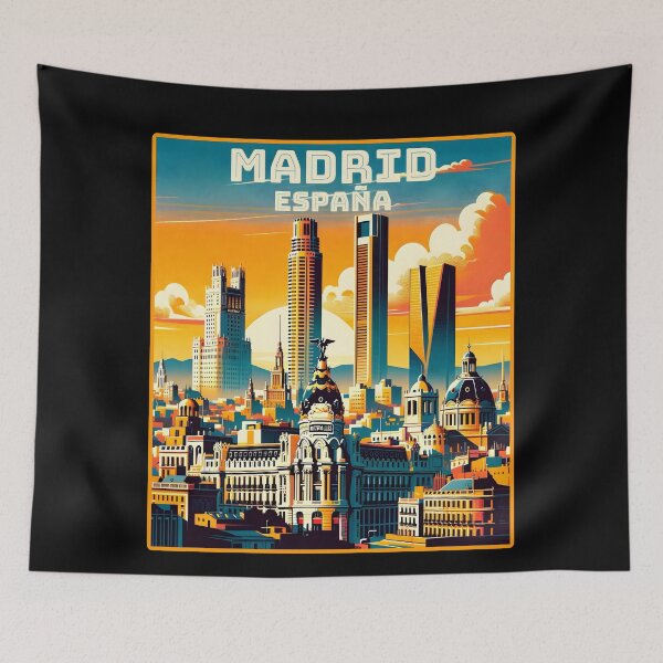 Item preview, Vintage retro Madrid España spain Landmarks Skyline. designed and sold by Unitepeople.