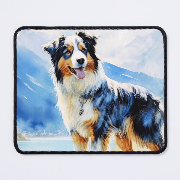 Item preview, Watercolor Australian Shepherd By The Mountains designed and sold by TheAnimalZ00.