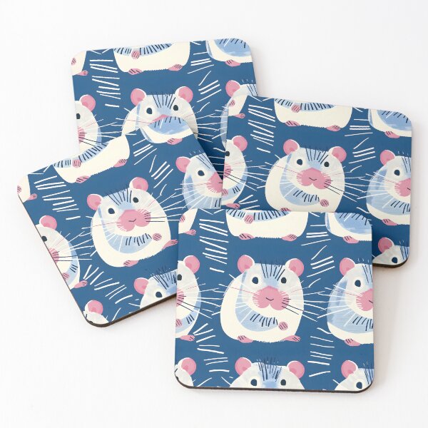 Item preview, Cute hamsters white blue pink contemporary pattern designed and sold by Folksy Living.
