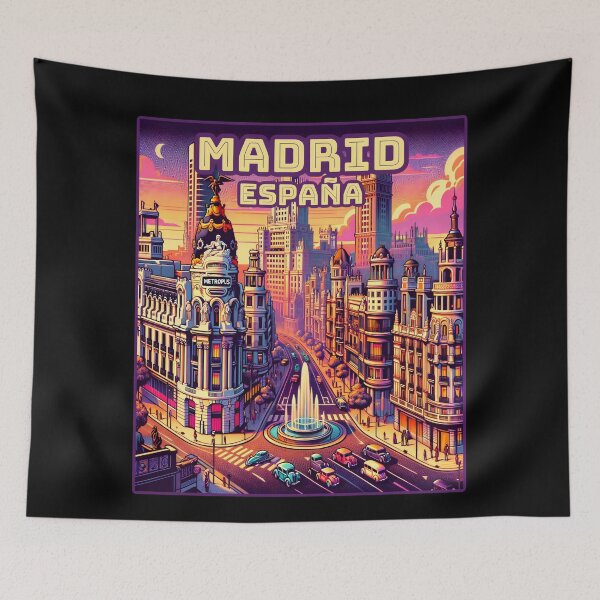 Item preview, Vintage retro Madrid España spain Landmarks Skyline. designed and sold by Unitepeople.