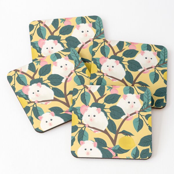 Item preview, Cute white hamsters on the lemon tree designed and sold by Folksy Living.