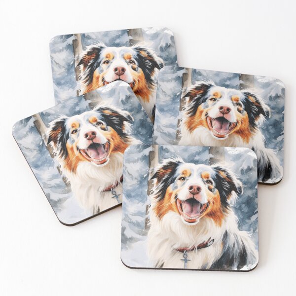 Item preview, Watercolor Australian Shepherd In Winter designed and sold by TheAnimalZ00.