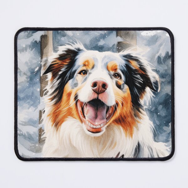 Item preview, Watercolor Australian Shepherd In Winter designed and sold by TheAnimalZ00.