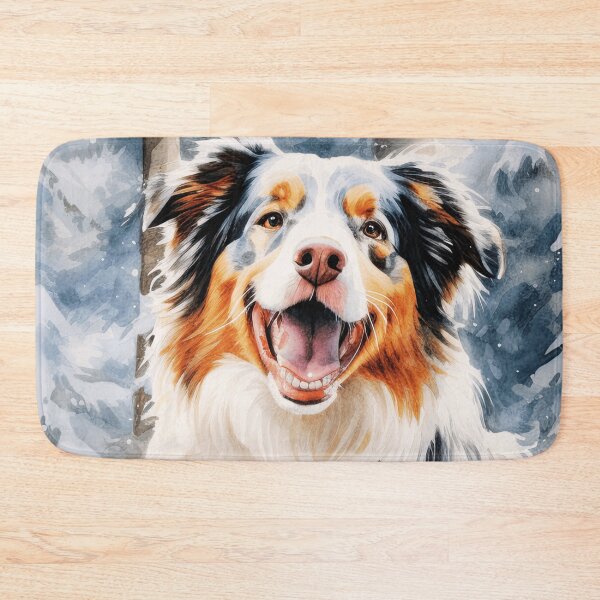 Item preview, Watercolor Australian Shepherd In Winter designed and sold by TheAnimalZ00.