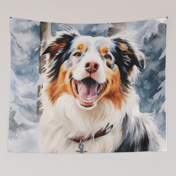 Item preview, Watercolor Australian Shepherd In Winter designed and sold by TheAnimalZ00.